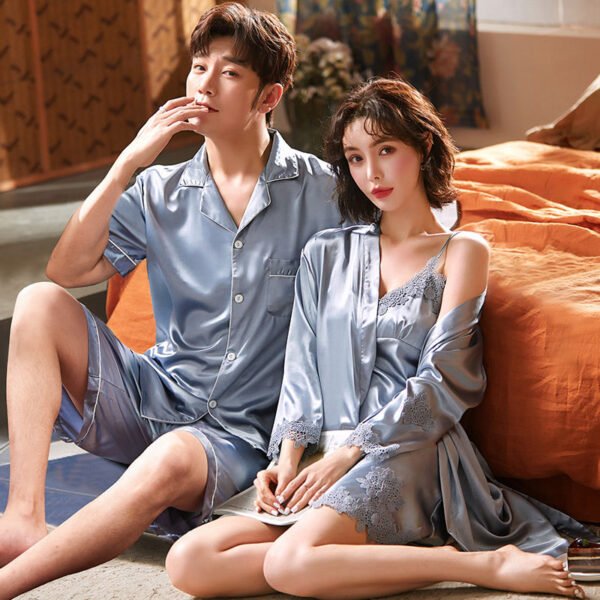 Couple Sexy Ice Silk Pajamas Nightgown