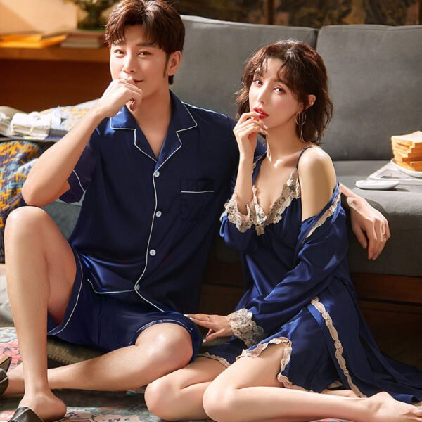 Couple Sexy Ice Silk Pajamas Nightgown - Image 4