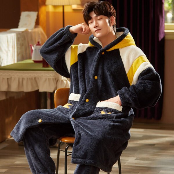 Best Men's Coral Fleece Nightgown Robe Long - Image 2