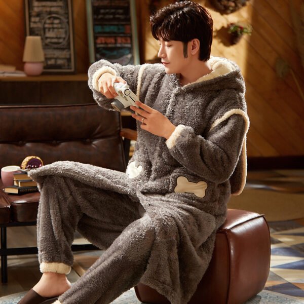 Best Men's Coral Fleece Nightgown Robe Long - Image 8