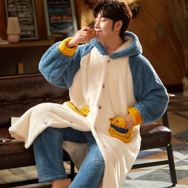 Best Men's Coral Fleece Nightgown Robe Long - Image 7